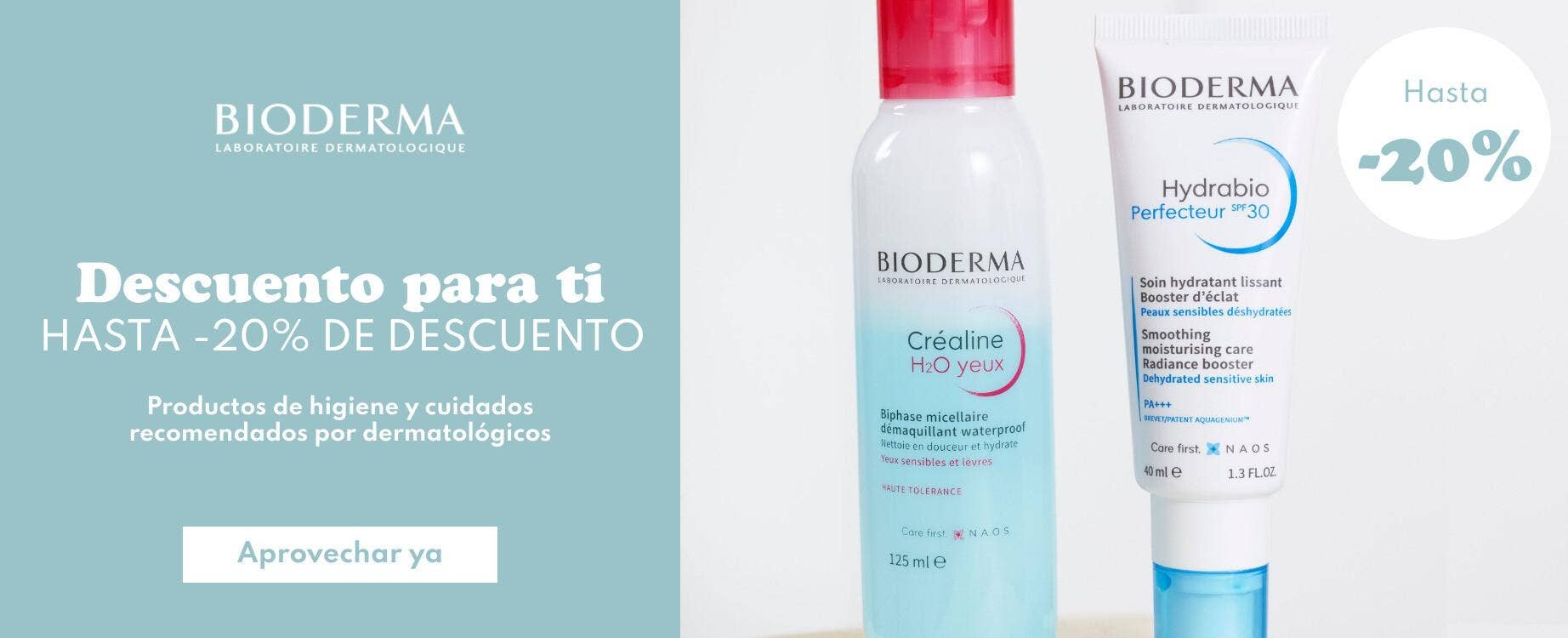 Hasta -20% en productos de higiene y cuidado facial Bioderma