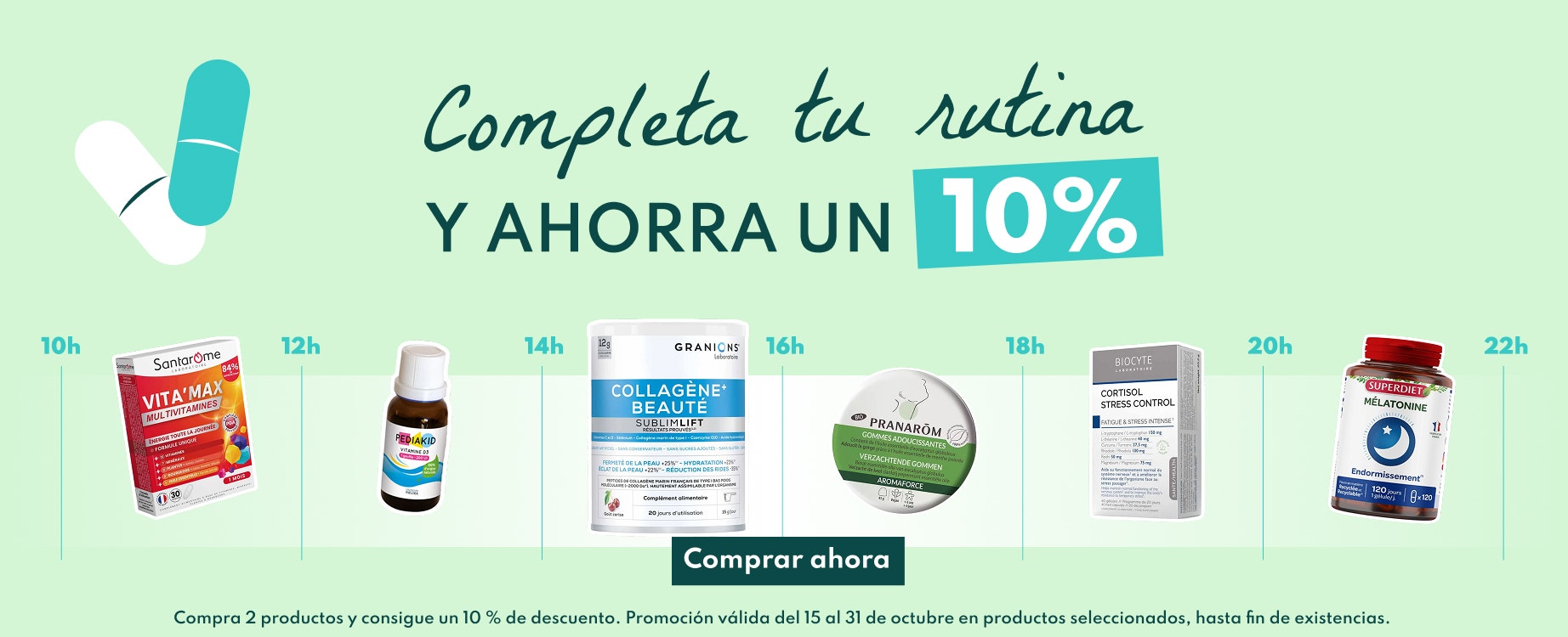 Completa tu rutina: compra 2 productos y consigue un 10% de descuento