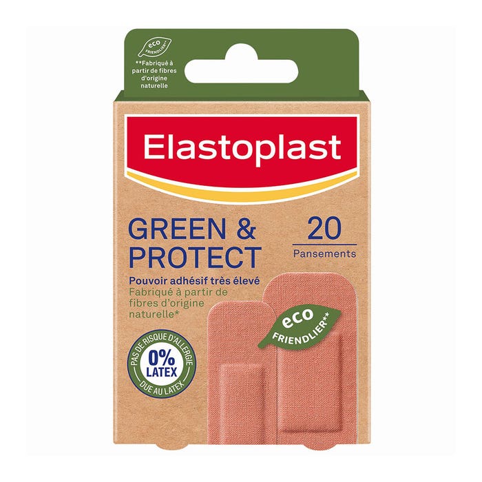 20 apósitos - 2 tamaños 20 vendas Green & Protect 0% Latex Elastoplast