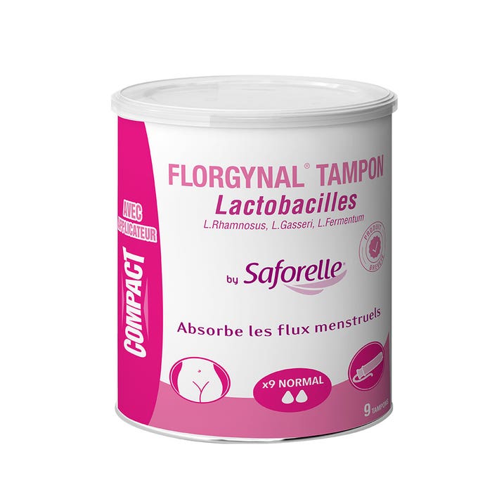 Tampones con Lactobacillus para la menstruación X9 Florgynal Compact normal con aplicador Saforelle