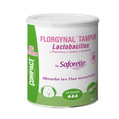 Saforelle Florgynal Tampones con Lactobacillus para la menstruación Compact Super con aplicador X9