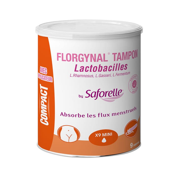 Tampones con Lactobacillus para la menstruación x9 Florgynal Compact Mini con aplicador Saforelle