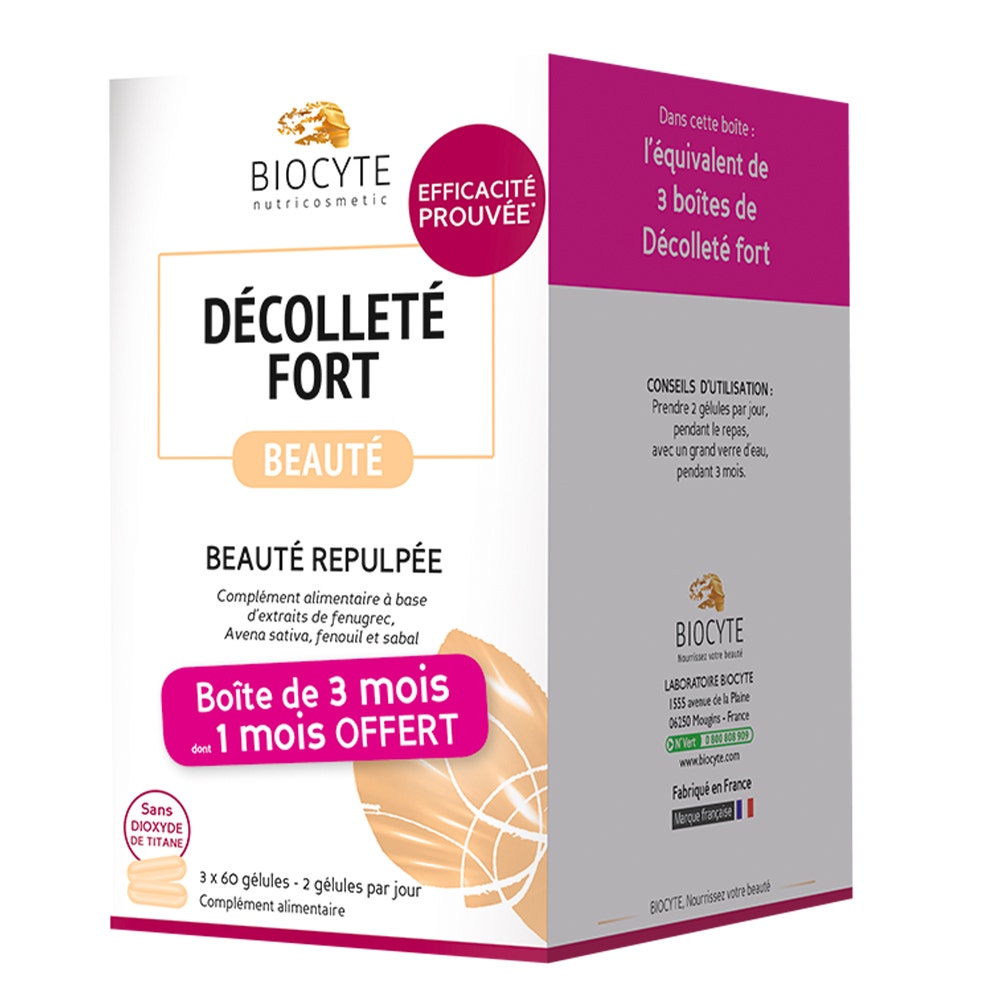 Biocyte Decollete Fort Beaute Repulpee 3x60 Gelules Repulpant 180 Gélules