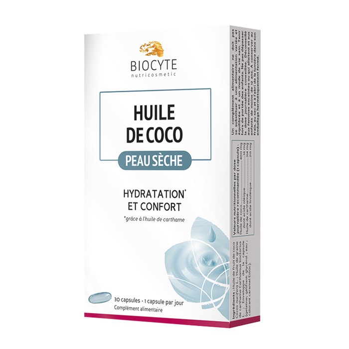 Biocyte Aceites de coco Piel seca 30 cápsulas