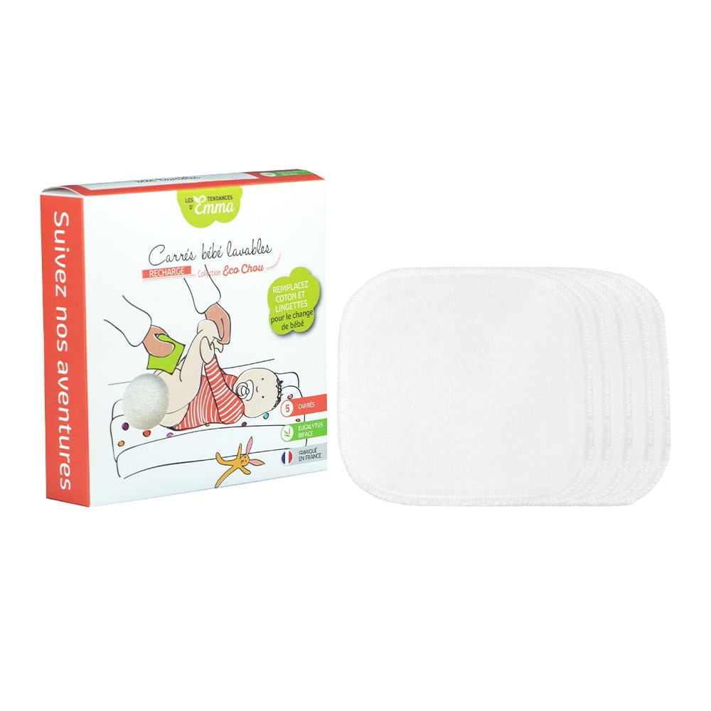 Les Tendances D'Emma Eco Chou Panos Cuadrados Bebe Lavables Eucalipto x5