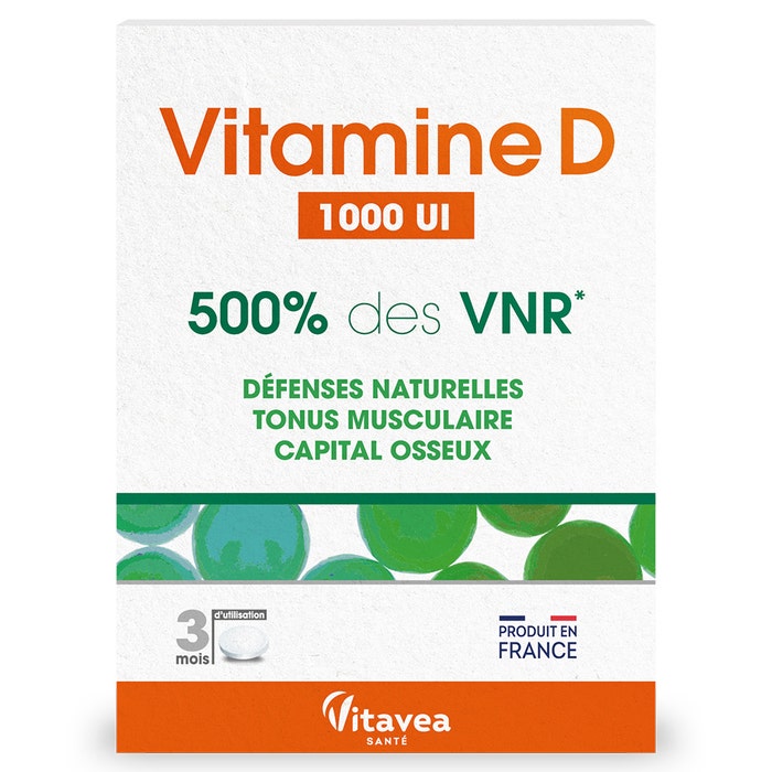 Vitamina D 1000 UI 90 comprimidos 500% des VNR* Vitavea Santé