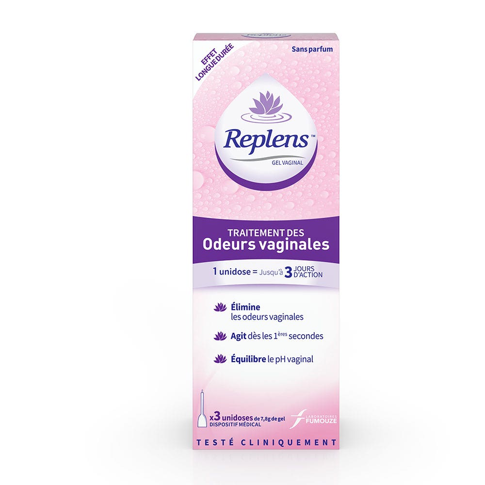 Replens Gel para el tratamiento de los olores vaginales Sin perfume x3 monodosis de 7,8 g