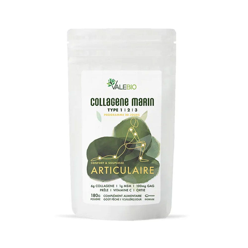 Valebio Colágeno Marino Tipo 1-2-3 Comodidad y flexibilidad articulares 180 g de polvo