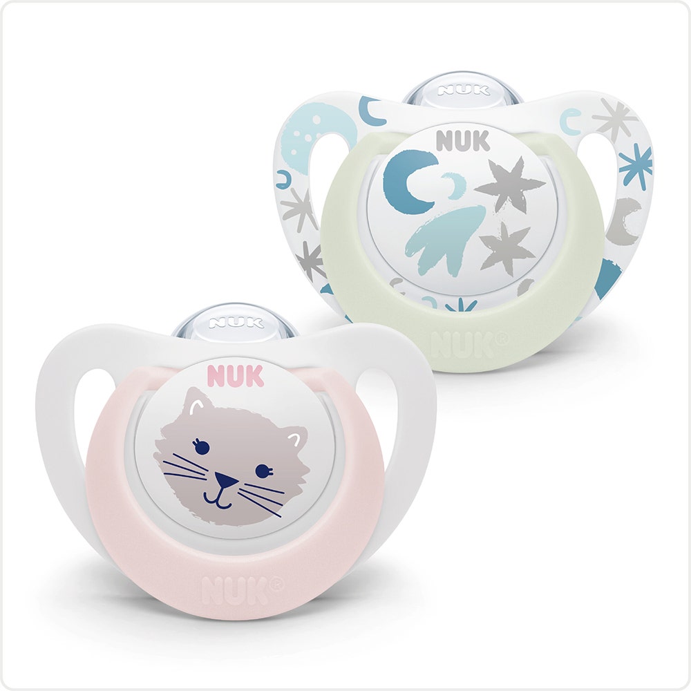 Nuk Starlight Chupetes fisiológicos de 0 a 6 meses 2 x unidades
