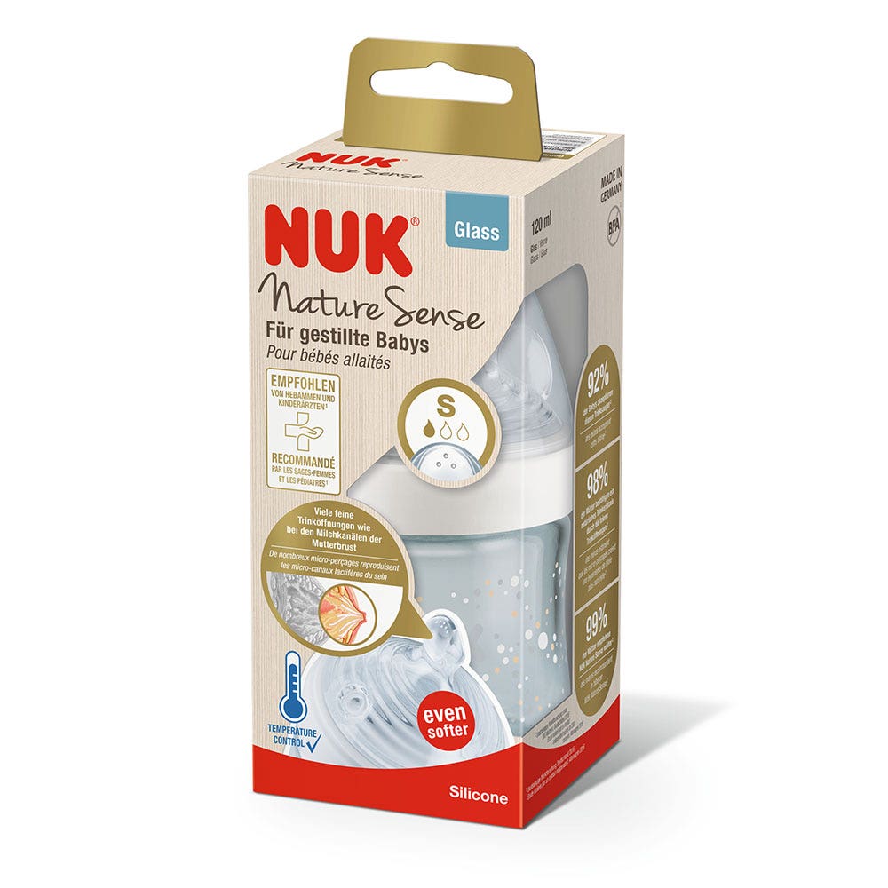 Nuk Temperature Control Nature Sense Biberón Mixto Talla S Vidrio de 0 a 6 meses 120 ml