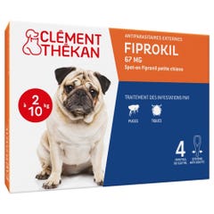 Clement-Thekan Fiprokil Control de Pulgas y Garrapatas Perros 2-10kg 0.67ml x 4 ampollas