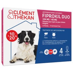Clement-Thekan Fiprokil FIprokil Duo Control de Pulgas y Garrapatas para Perros 10-20kg 4 Pipetas Chien 10-20kg 1.34ml x4 pipetas