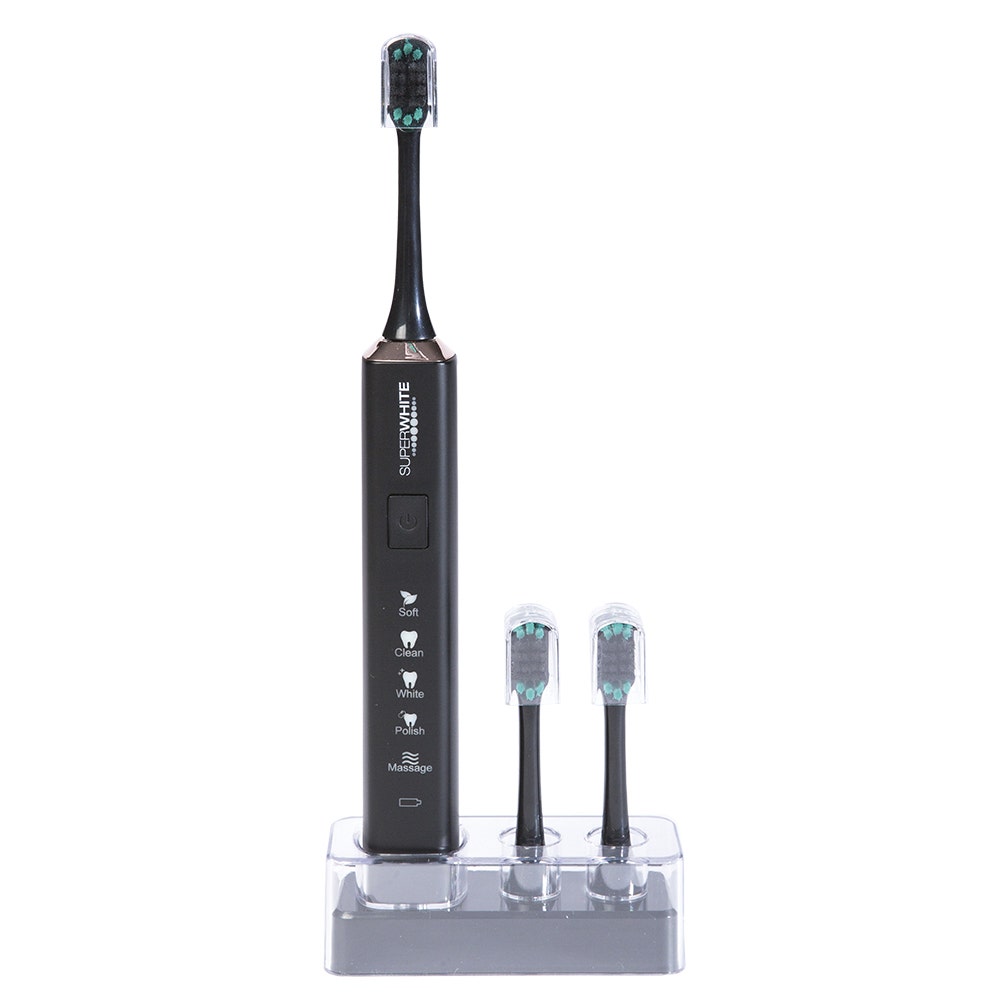 Superwhite BLACK cepillo de dientes sónico suave + 3 cabezales
