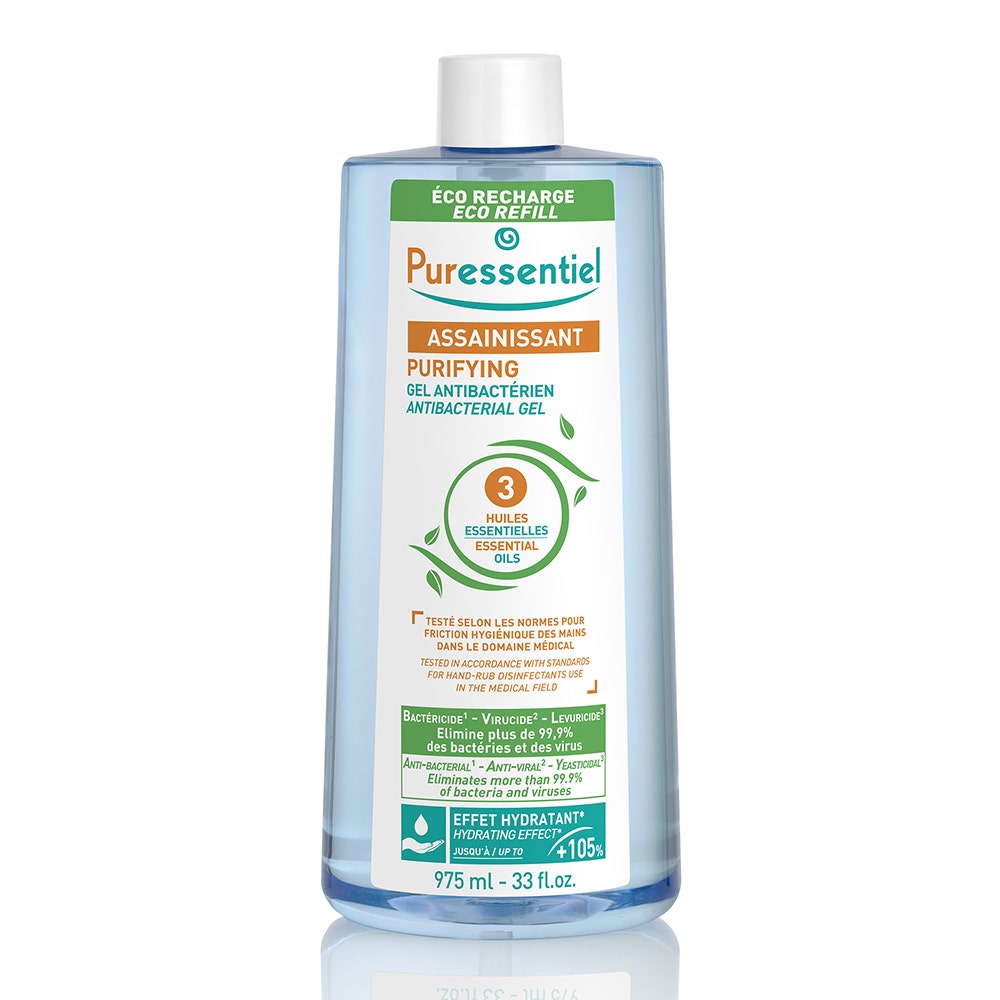 Puressentiel Saneamiento Eco Refill Gel de Saneamiento Antibacterias con 3 Aceites Esenciales 975 ml