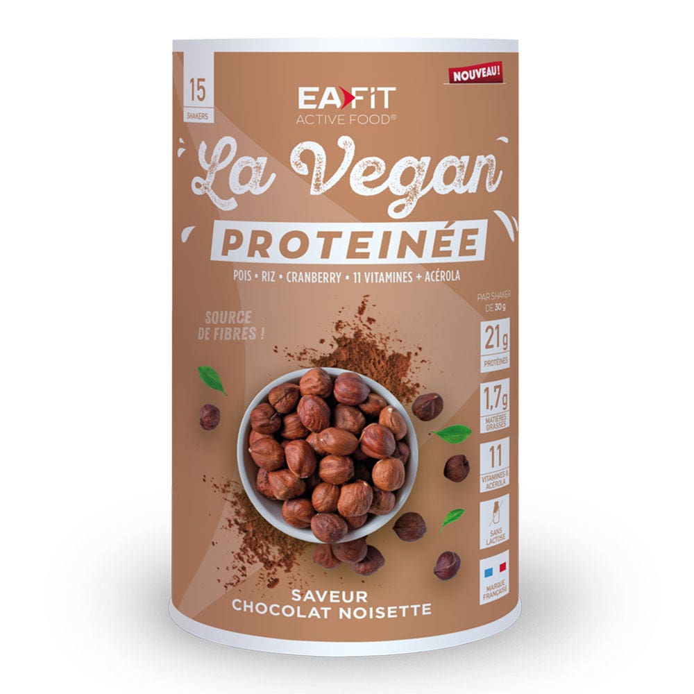 Eafit Proteína vegana sabor chocolate y avellana 15 agitadores