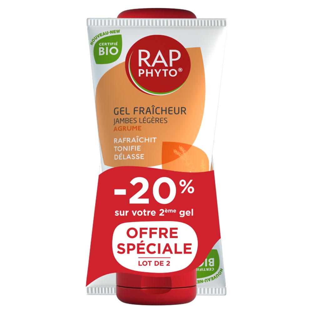 Rap Phyto Gel fresco de cítricos para Piernas ligeras Bio certificado 2x150 ml