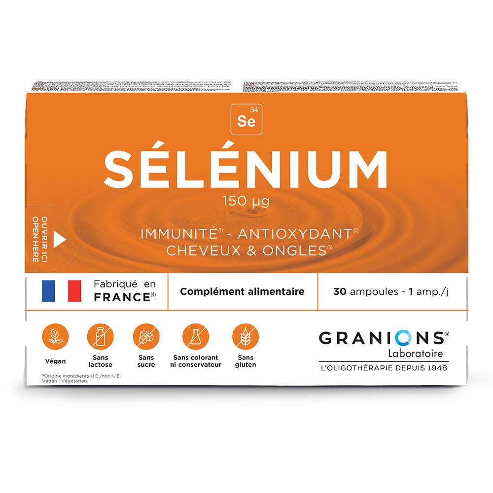 Granions Oligo Selenio 200µg Cabello, Uñas, Immunea 30 ampollas