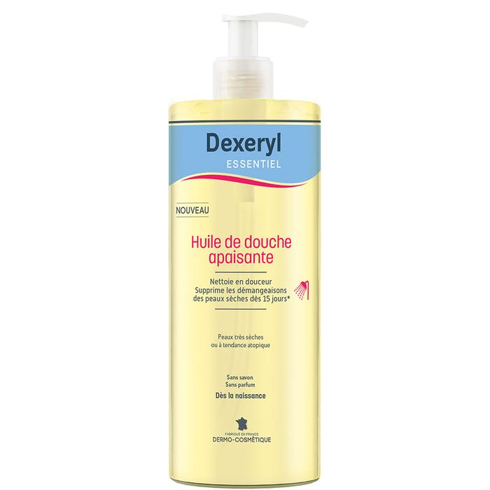Dexeryl Aceite de ducha calmante para una limpieza Suavidad Piel muy seca o con tendencia a la atopía 500 ml