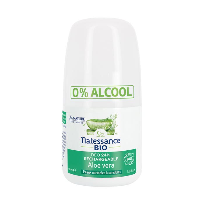 Natessance Desodorante rellenable Aloe Vera BIO 24h Piel normal a sensible 50 ml