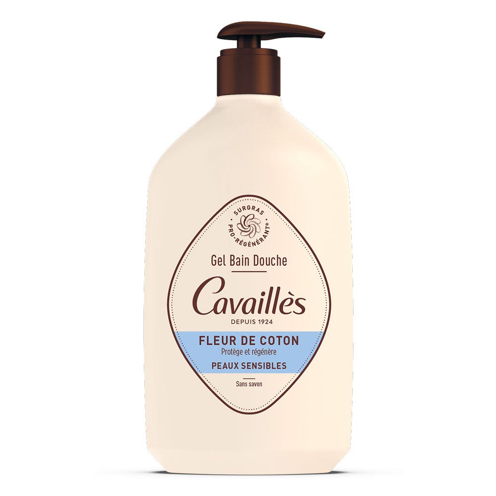 Cavaillès Gel de baño y ducha Flor de algodón Piel sensible 1L