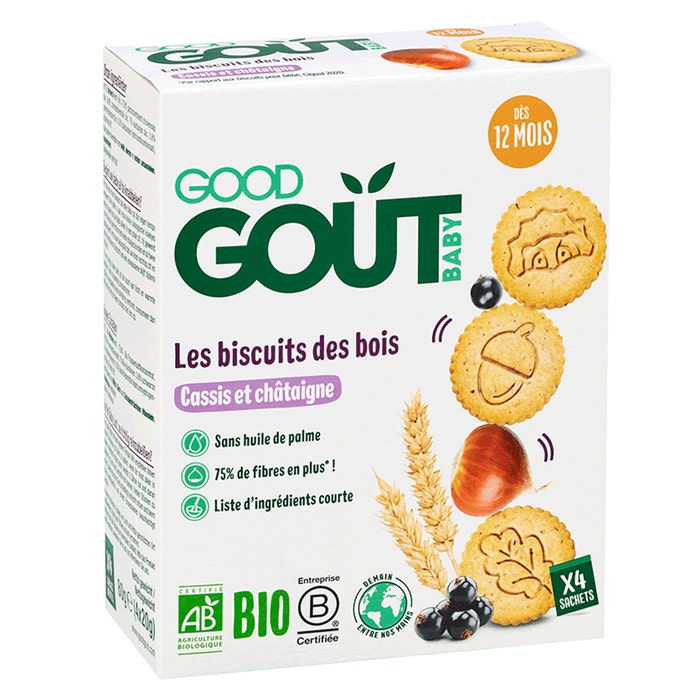 Good Gout Les Galletas des Bois Grosella negra y castaña a partir de 12 meses 80 g (x4 sobres)