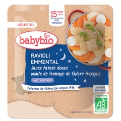 Babybio Raviolis de emmental con salsa de boniato y un toque de queso de cabra francés a partir de 15 meses 190g