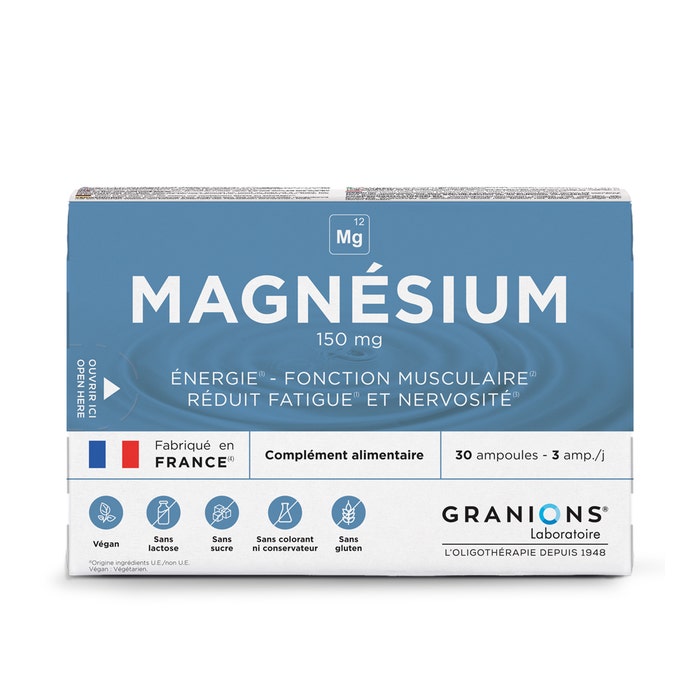 Granions Magnesio 150 mg Réduction de la Fatigue 30 ampollas