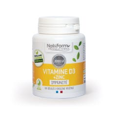 Nat&Form Vitamina D3 + Zinc defensas 60 cápsulas