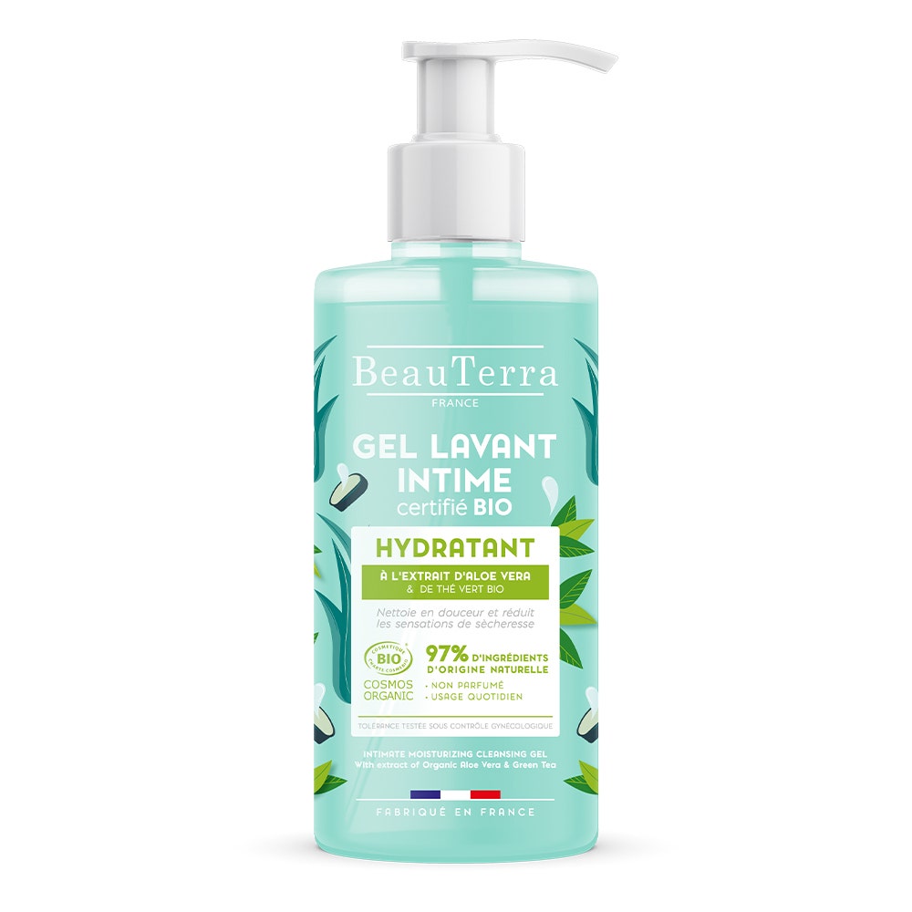 Beauterra Gel Limpiador Íntimo Hidratante aloe vera ecológico y té verde 500 ml