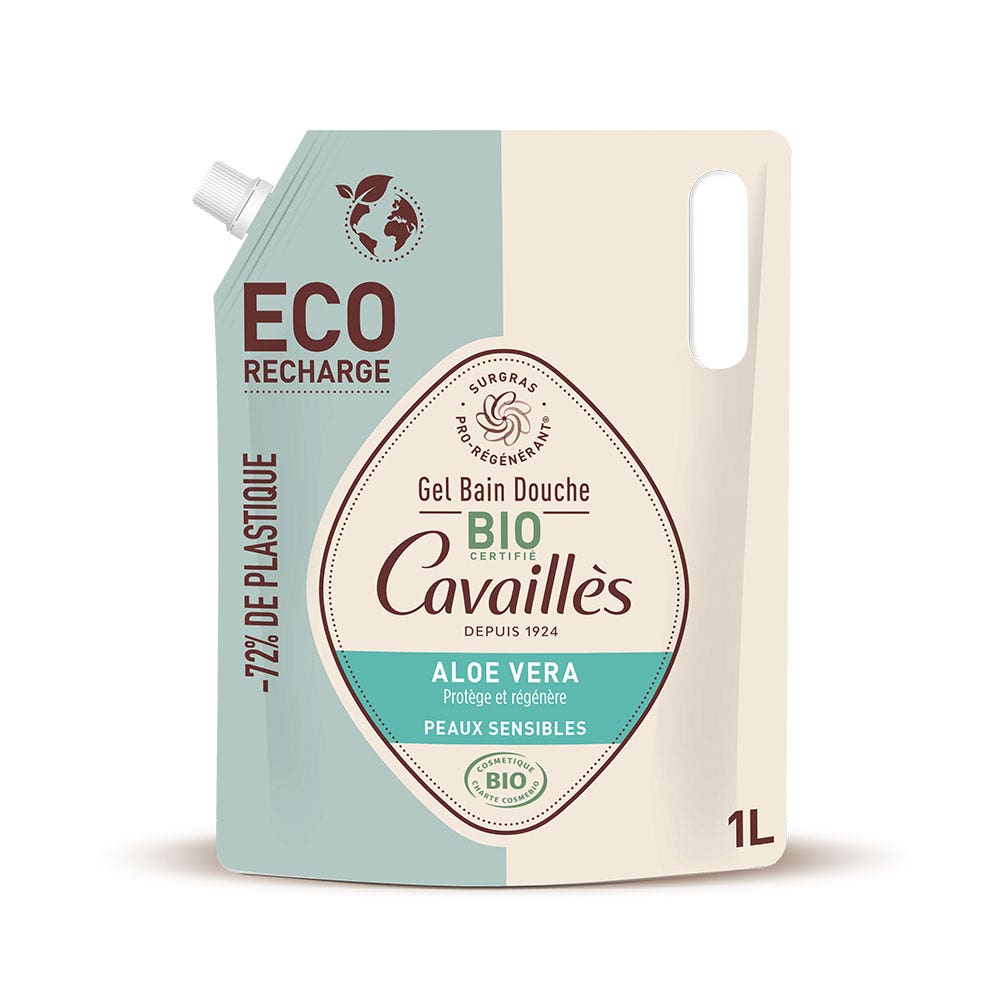 Cavaillès Recambio ecológico gel de baño y ducha aloe vera bio pieles sensibles 1L