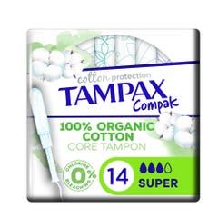 Tampax Almohadillas Compack Cotton Protect Super Algodón orgánico x14