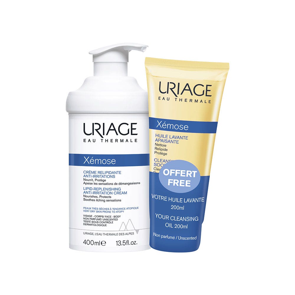 Uriage Xemose Riage Xemose Crema Relipidante + Aceite Limpiador Calmante Piel Muy Seca Con Tendencia Atopica 400ml