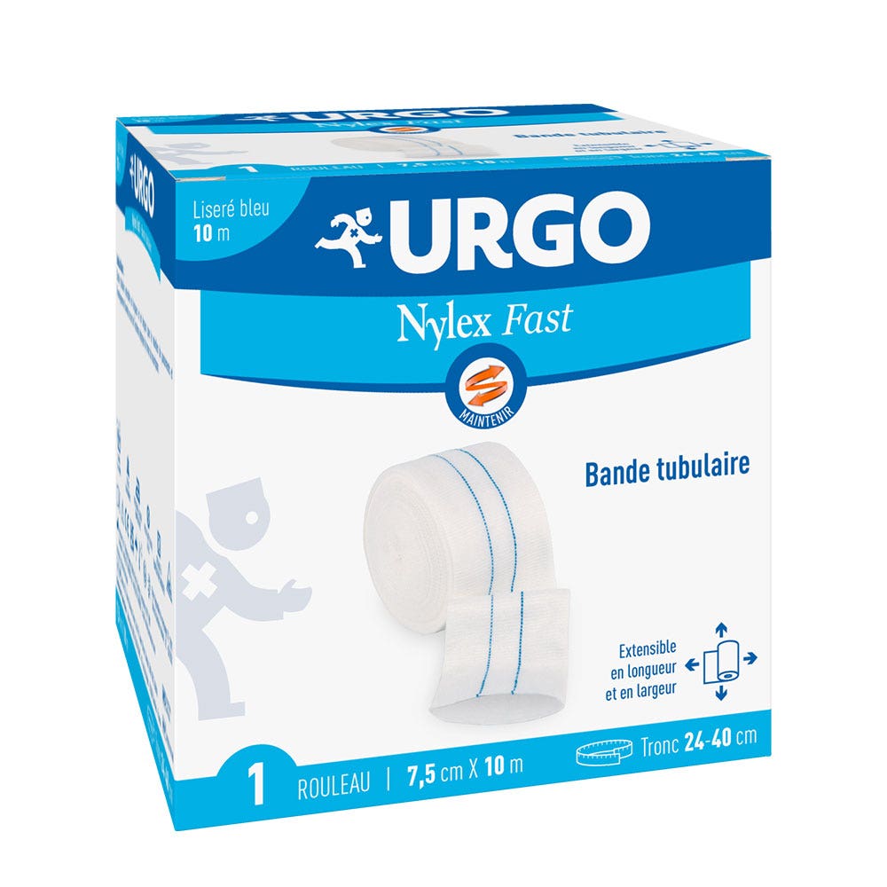 Urgo Nylex Rollo Rápido Bandas Tubulares Borde Azul 10m x 7,5cm 1