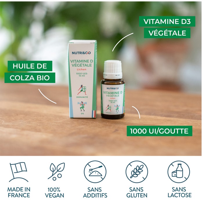 NUTRI&CO Vitamina D3 vegetal 1000UI/Gota Système Immunitaire 15ml