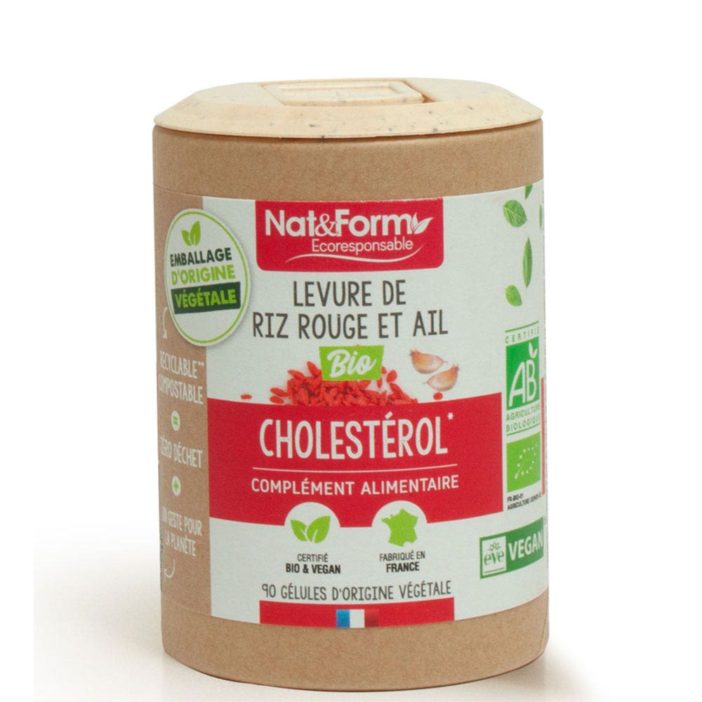 Nat&Form Arroz de levadura roja y ajo ecológicos Colesterol 90 cápsulas