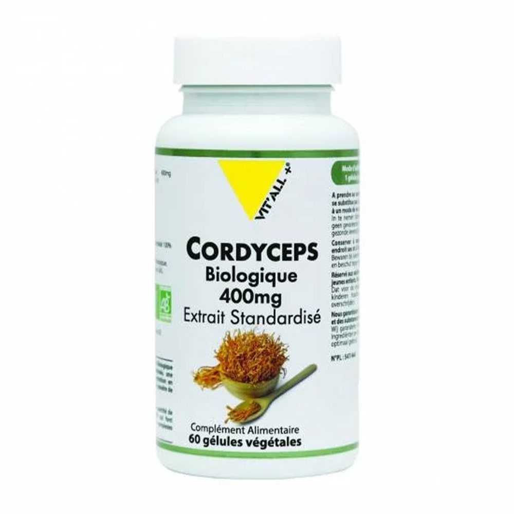 Vit'All+ Cordyceps Extracto Estandarizado 400mg Orgánico 60 cápsulas