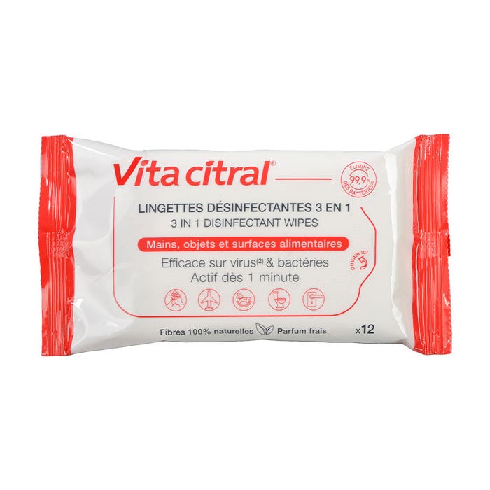 Vita Citral Toallitas desinfectantes 3en1 x12