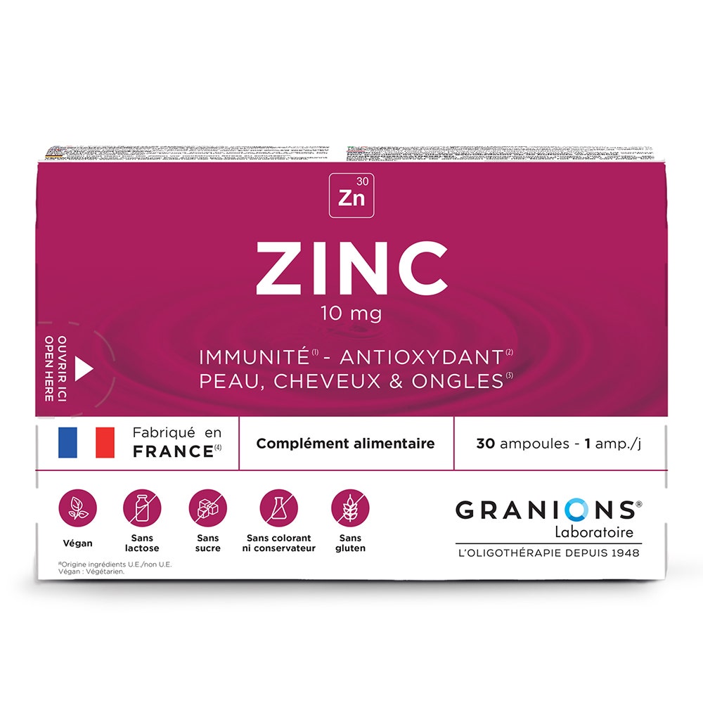Granions Zinc 10 mg piel, cabello e inmunidad 30 ampollas