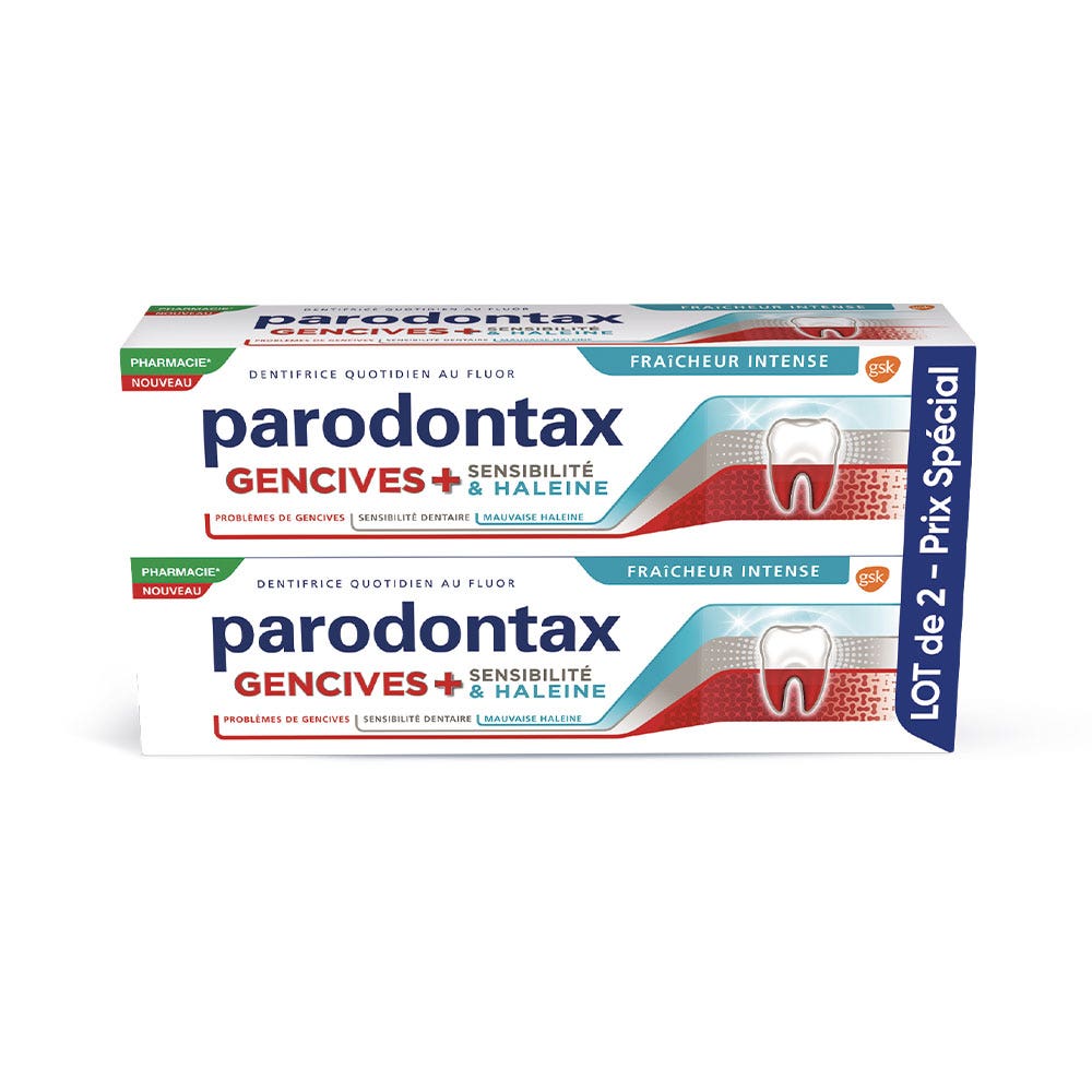 Parodontax Frescor Intenso Encías + Sensibilidad y Aliento Pasta dentífrica 2x75ml