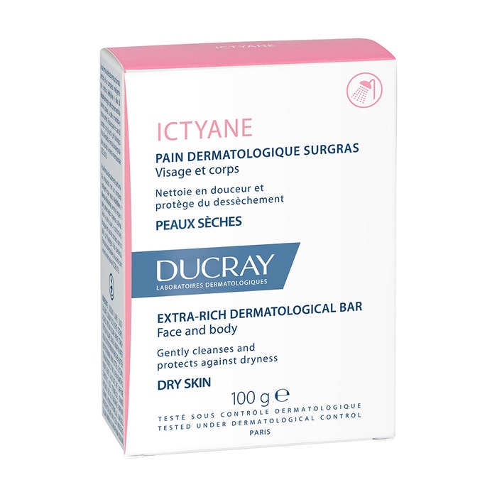 Pastilla dermatológica nutritiva rostro y cuerpo pieles secas 100g Ictyane Ducray