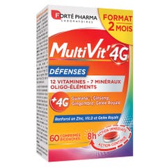Forté Pharma MultiVit'4G Multivitaminas y defensas con zinc y vitamina D 60 comprimidos