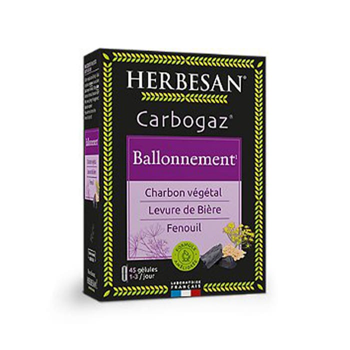 Carbogas Ballonnement Carbón vegetal x45 cápsulas Herbesan