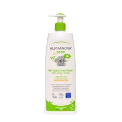 Alphanova Bebé gel limpiador nutritivo cuerpo rostro y cabello pieles secas y atópicas bio 500ml