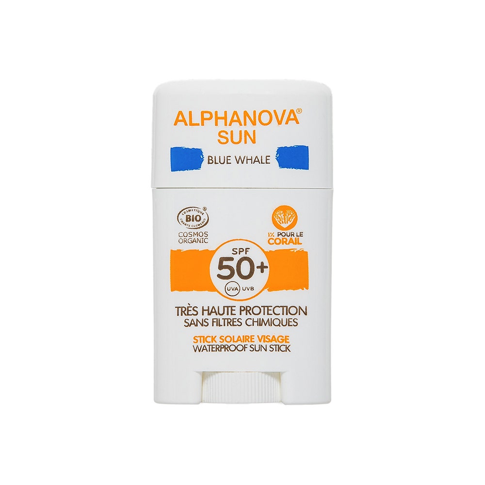 Alphanova Organic Sun Stick solar Blue Whale SPF50+ bio rostro 12g