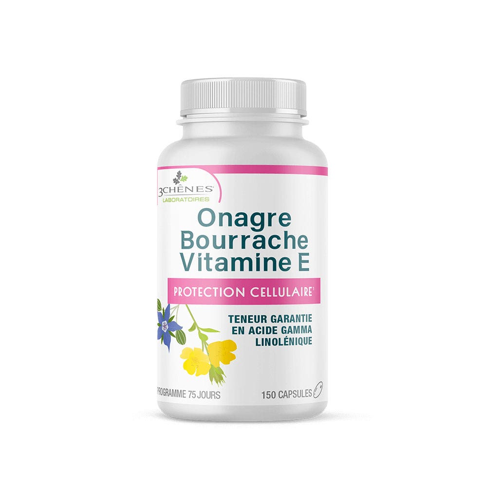 3 Chênes Onagre borraja vitamina E 150 cápsulas
