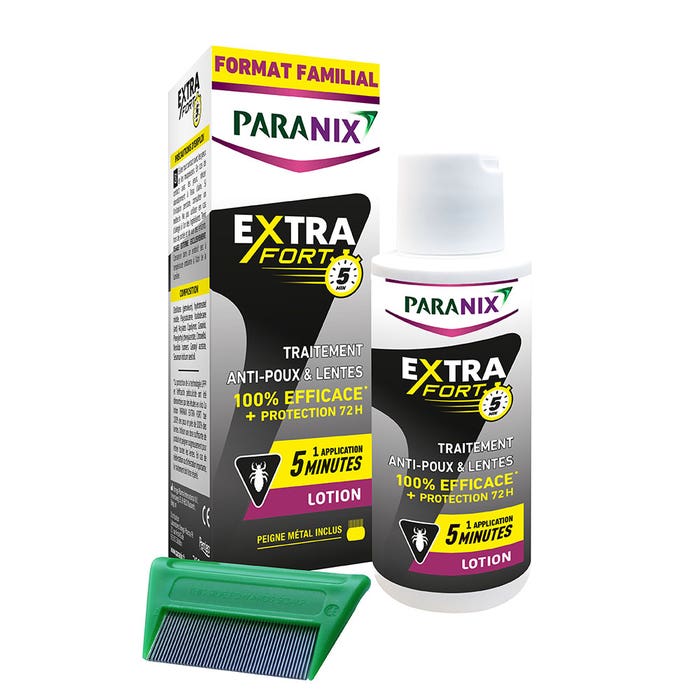 Loción Extra Fuerte Antipiojos y Liendres 200 ml + peine metálico incluido Paranix