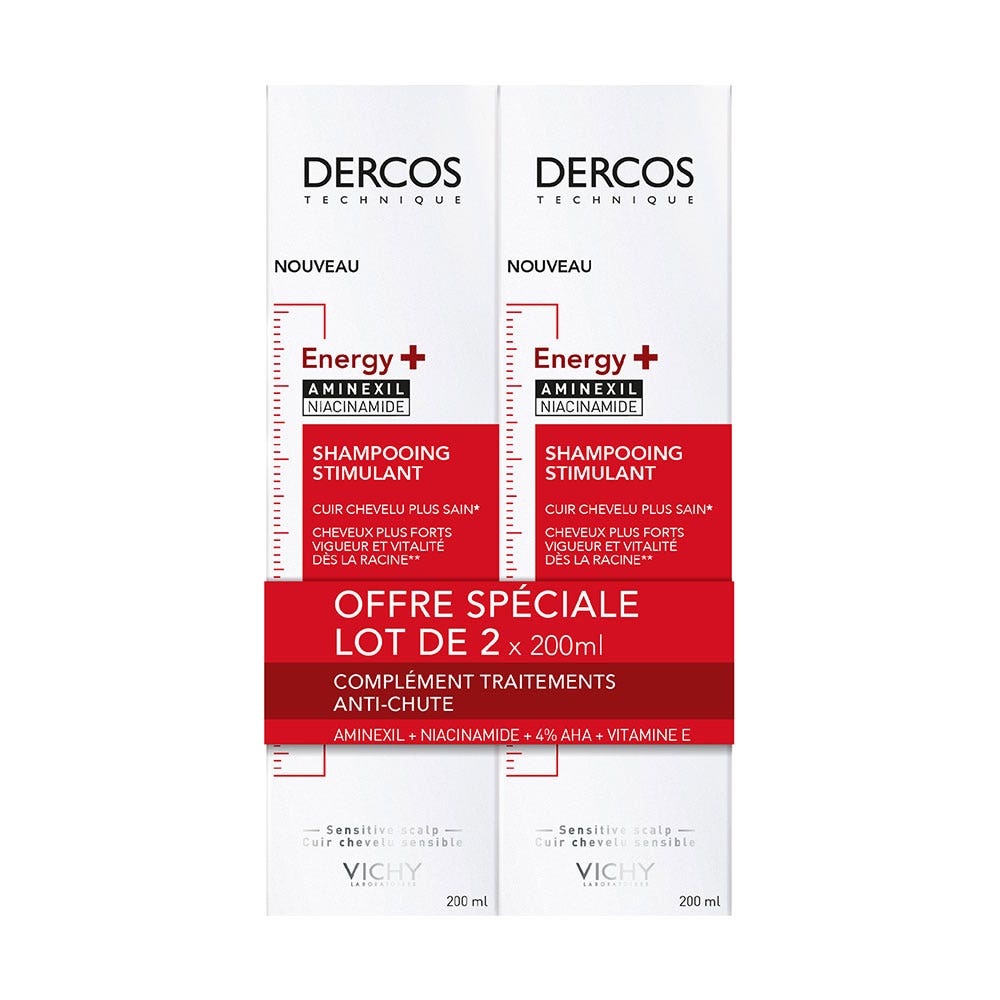 Vichy Dercos Champu Energizante Aminexil stimulant anti-chute à l'Aminexil 2x200ml