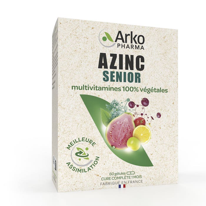 Arkopharma Azinc Senior Multivitamines 100% végétales 60 Cápsulas