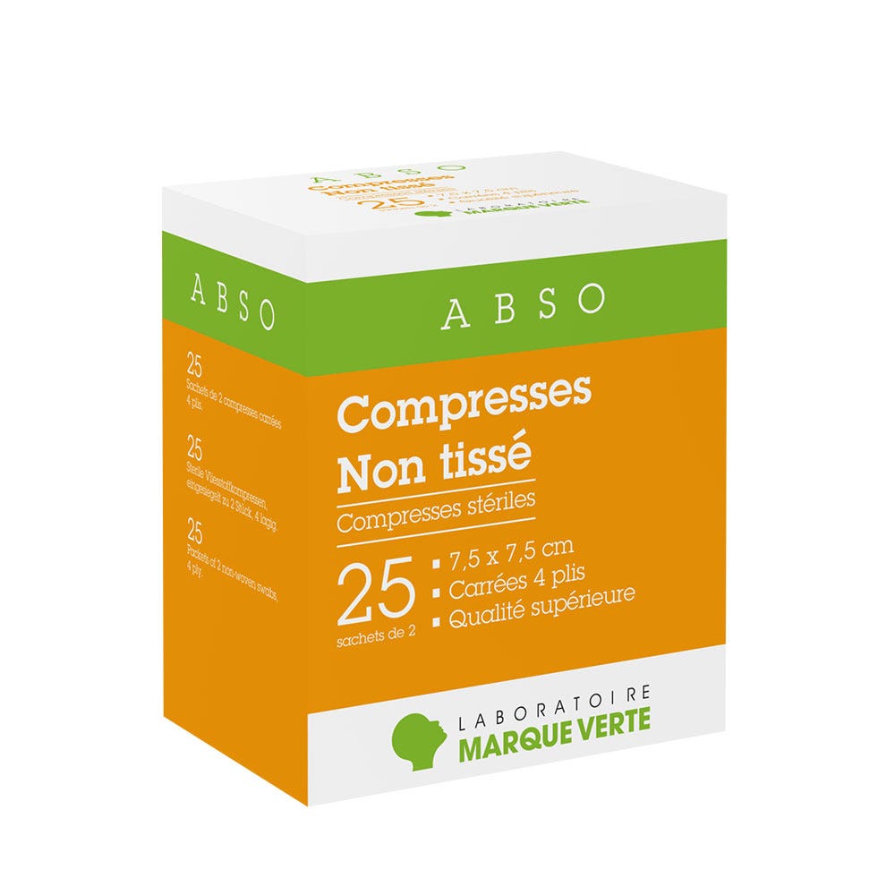 Marque Verte Abso Compresas no tejidas 7,5x7,5cm x25 bolsas de 2