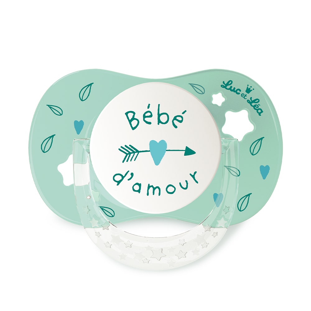 Luc Et Lea Chupete Simetrico Silicona 6+ Meses &quot;j'aime Ma Maman&quot; &quot;j'aime Mon Papa&quot; 6 Mois et Plus